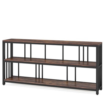 UbMelt 70.86 Inch Console Table with 3-Tier Storage Shelves & Metal Legs for Living Room,Brown