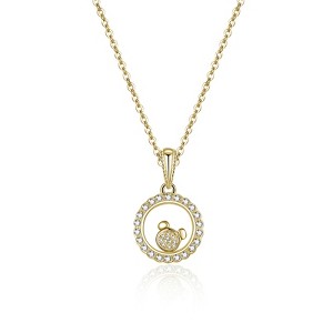 Floating CZ Bear Necklace, Ring or Earrings for Women Gold Plated Sterling Silver Ginger Lyne - 1 of 4