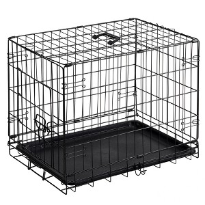 AZL1 Life Concept Pet Crates and Houses Premium Pet Crate Secure Foldable Dog Kennel with Removable Tray for Home and Travel, Black, 24.4"*16.5"*18.5" - 1 of 3
