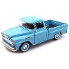 1958 Chevrolet Apache Fleetside Pickup Truck Light Blue 1/24 Diecast Model Car by Motormax - 2 of 3
