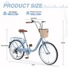 YONWAY 22 Inch Cruiser Bike, 7 Speeds Steel Frame City Bicycle With Front Basket, Front Caliper Brake And Adjustable Seat For Kid And Adult - 3 of 4