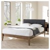 King Leyton Mid-Century Modern Fabric Upholstered Platform Bed Gray/Walnut Brown - Baxton Studio: Rubberwood Frame, No Box Spring Needed - 4 of 4