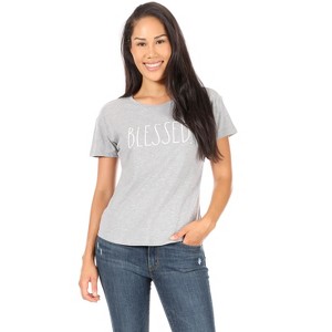 RAE DUNN - Women's Short Sleeve Shirttail Hem T-Shirt - 1 of 4