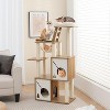 Tangkula Modern Cat Tree 57" Wood Cat Tower with Sisal Scratching Posts Padded Top Perch 2 Cat Condos Hanging Hammock & Climbing Ladder - 2 of 4