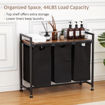 Laundry Hamper, Laundry Sorter 4 Section Laundry Basket Organizer with Removable Laundry Bag and Top Shelf