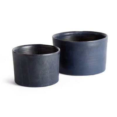 Plum & Post Navy Terracotta Planters Studio Cachepots, Set of 2