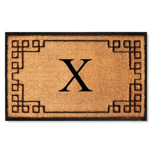 A1HC Bordered Designed Natural Coir & Rubber Monogrammed Doormat, Heavy Duty, Non-Slip Entry Mat - 1 of 4