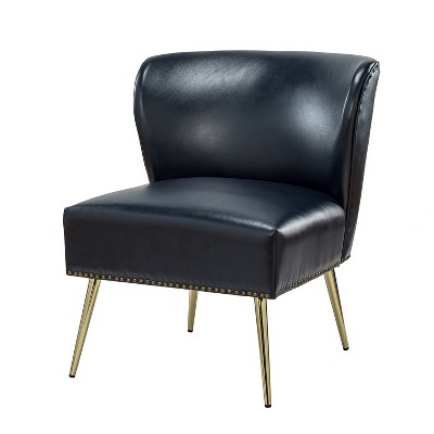 Lucrezia Contemporary Side Chair with Nailhead Trim | Karat Home-NAVY