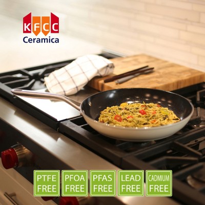 ValenCera 8" & 12" White Ceramic Nonstick Frying Pan Set