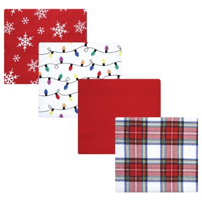 Hudson Baby Unisex Baby Cotton Flannel Receiving Blankets, White Tartan, One Size