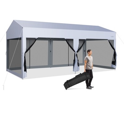 Costway 10x20ft Pop-Up Canopy Party Tent Sidewalls Portable Garage Car Shelter Wheeled