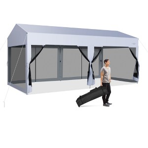 Costway 10x20ft Pop-Up Canopy Party Tent Sidewalls Portable Garage Car Shelter Wheeled - 1 of 4
