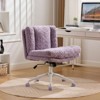 RISOKEYS Stylish Wide Seat Office Chair - Adjustable Height & Swivel, Double Cushion Comfort Faux Alpaca Hair, for Office, Bedroom,Vanity. - 2 of 4