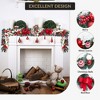 6 ft Prelit Christmas Garland, Lighted Hanging Christmas Garland with Red Bows & Ball Ornaments, Artificial Christmas Wreath for Fireplace Mantle - 3 of 4
