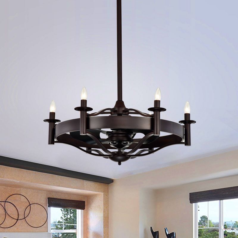 31.7&#34; x 31.7&#34; x 23.2&#34; Jule Contemporary Candelabra Lighted Ceiling Fan Brown - Warehouse Of Tiffany, 3 of 6