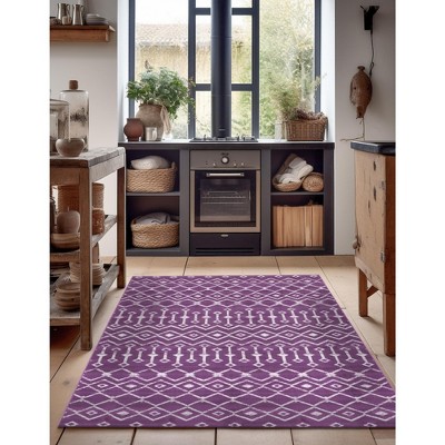 Violet and Ivory Geometric Trellis Indoor Rug