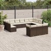 vidaXL 13 Piece Patio Sofa Set with Cushions Brown Poly Rattan - Brown and cream Without table - 2 of 4