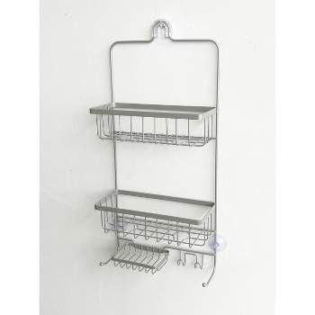 Honey-Can-Do 3-Tier Steel Wire Hanging Shower Caddy with 2 Hooks, Satin  Nickel