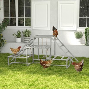 Lyngins Chicken Toys for Coop,Chicken Swing Set with Perches,Wood Stand,Ladder,Platforms for Poultry Run,Gray - 1 of 4