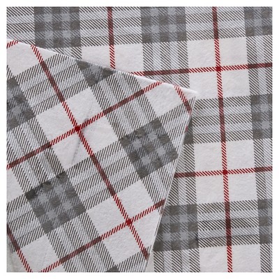 Twin Red Plaid Cotton Flannel Sheet Set