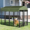 PawHut Outdoor Dog Kennel Lockable Pet Playpen Crate Welded Wire Steel Fence, with Water-, UV-Resistant Canopy, Rotating Bowl Holders Door, 8x4x6ft - 3 of 4