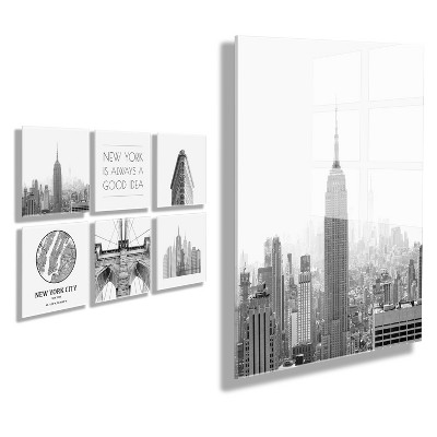 10" x 10" 6pc New York Mordern Floating Acrylic Art Set - Kate & Laurel All Things Decor