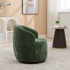 Chenille Fabric Swivel Accent Armchair Barrel Chair With Black Powder Coating Metal Ring,Ivory - 2 of 4