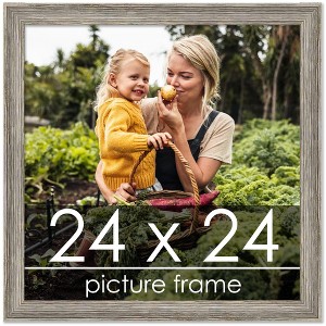 PosterPalooza | 24x24 Thin Barnwood Picture Frame, UV Acrylic, 2 Finishes - Grey and Black - 1 of 4