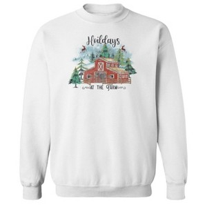 Rerun Island Men's Christmas Hoildays At The Farm Long Sleeve Graphic Cotton Sweatshirt - 1 of 1