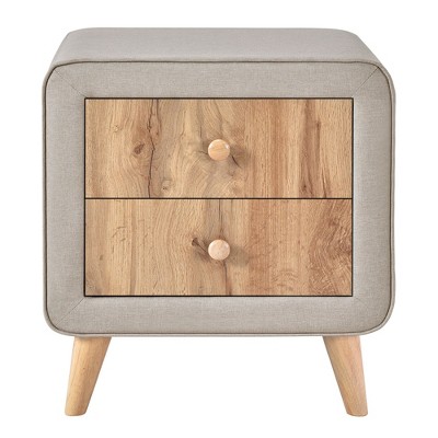 NicBex Modern Linen Upholstered Nightstand Bedside Table with 2 Drawers for Bedroom and Living Room