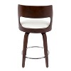 Cecina Mid-Century Modern Counter Stool with Swivel in Cherry and White Faux Leather by LumiSource - Set of 2 - 4 of 4