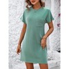 Womens Striped Summer T-Shirt Dress Lounge Pajamas Dress Casual Shirt Dresses Swing Flowy Tunic Fashion Loose Sundress with Faux Pockets - 4 of 4