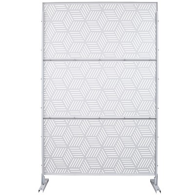 Grungis Matrix Metal Decorative Patio Screens,Freestanding Decorative Privacy Screen with Striped Rhombus Pattern for Balcony,76" H×48" W