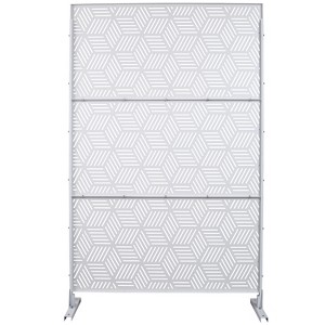Grungis Matrix Metal Decorative Patio Screens,Freestanding Decorative Privacy Screen with Striped Rhombus Pattern for Balcony,76" H×48" W - 1 of 4