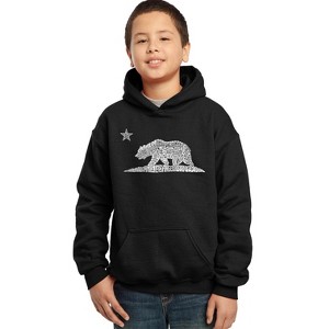 LA Pop Art Boy's Word Art Hooded Sweatshirt - California Bear - 1 of 4
