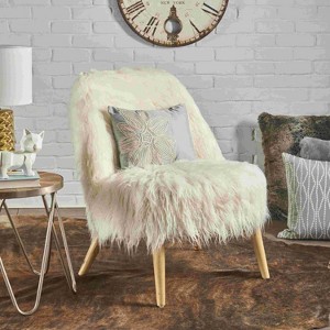 CAVINAS Velvet Accent Chair with Mid-Height Curved Back and Metal Legs,Modern Upholstered Living Room Chairs,Reading Chairs for Living Room - 1 of 4