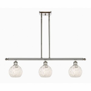 White Mouchette - 3 Light Stem Hung Island In Modern Style-8.5 Inches Tall and 36 Inches Wide - 1 of 1