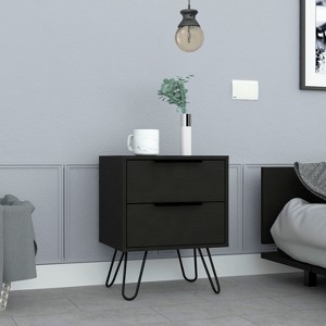 NicBex 2 Drawers Nightstand with Black Handle Design,Bedside Table with Hairpin Metal Legs,Modern Side Table for Bedroom - 1 of 4