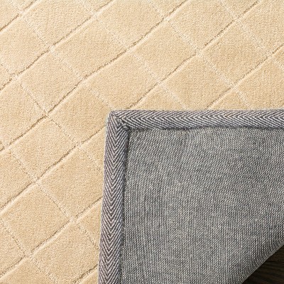 Ivory and Blue Hand-Hooked Wool Area Rug, 3' x 5'