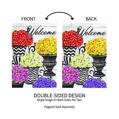 Colorful Topiary Suede Garden Flag with Floral Design