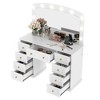 Lycvki Luxurious Dressing Table with Cushioned Stool and 9 Storage Drawers - 2 of 4