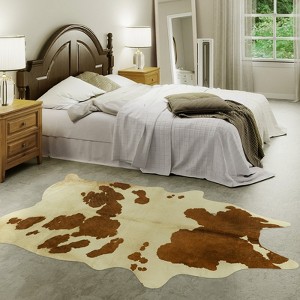 Faux Cowhide Rug 61x74.8 Inch, Western Animal Skin Carpet for Living Room Bedroom, Cowboy Cowgirl Home Decor - 1 of 4