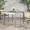 SKRAN Outdoor Dining Table Aluminum Frame Wicker Table Top Square Outdoor Dining Table Silver and Gray 35" Rust-Resistant, Water-Resistant - 2 of 4