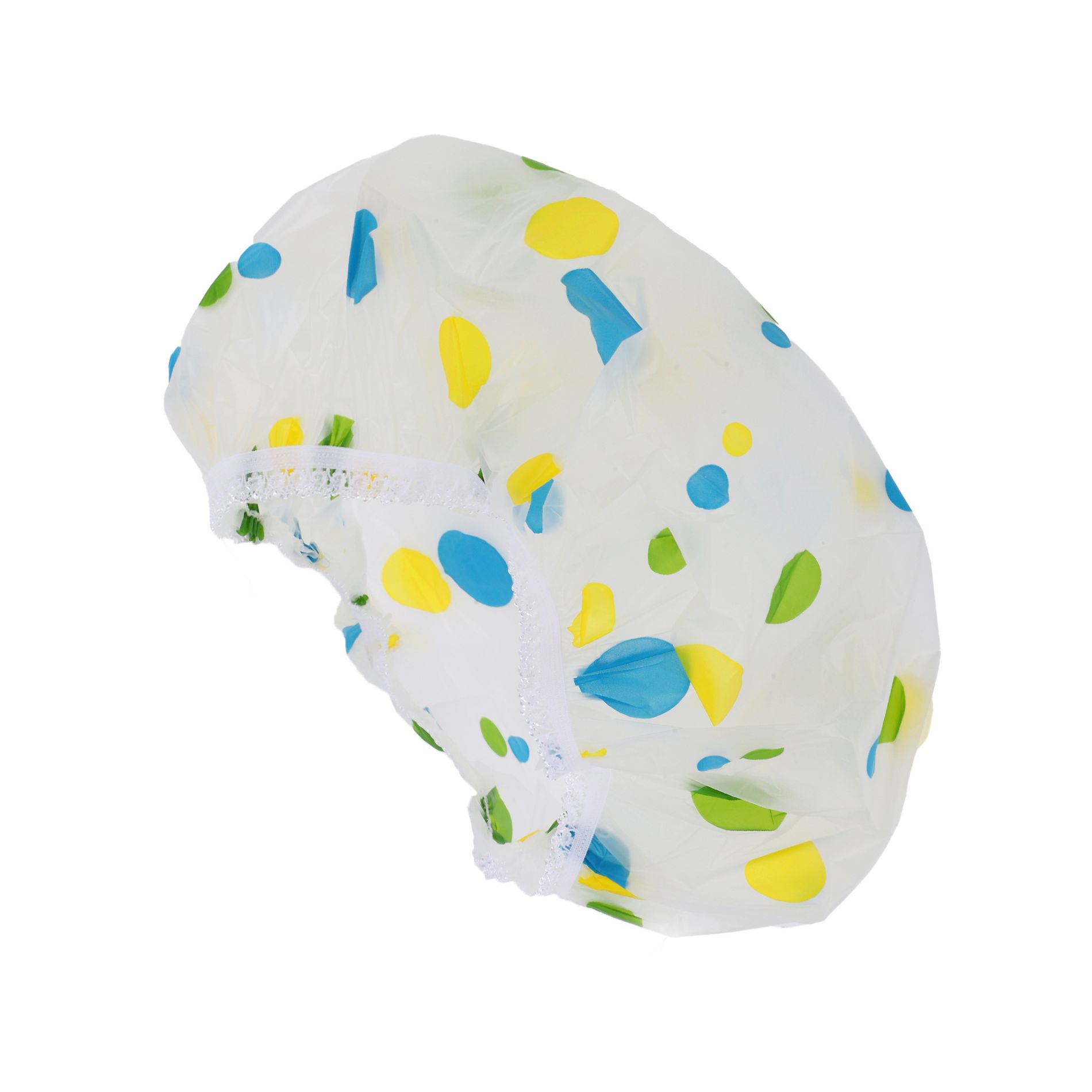 Unique Bargains Women's Dots Pattern Shower Cap Blue Green 1 Pc
