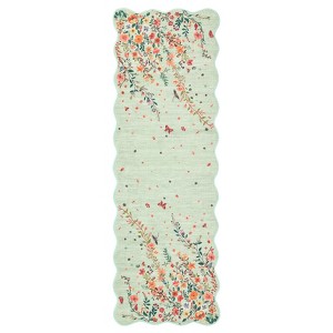 Washable Floral Living Room Rugs, Modern Farmhouse Butterflies Print Botanical Carpet for Bedroom, Soft Non Slip Floor Cover for Girls Nursery Room - 1 of 4