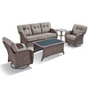 Belord 5 Pieces Patio Furniture Set with 5" Thick Cushions, Wicker Patio Set with Swivel Gliding Rocker Chairs, Sofa, Coffee Table and Accent Table - 4 of 4