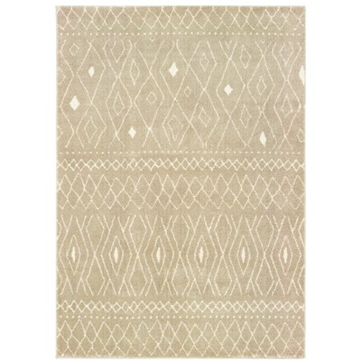 Oriental Weavers Carson Collection Fabric Sand/Ivory Pattern- Living Room, Bedroom, Home Office Area Rug, 2' X 3'