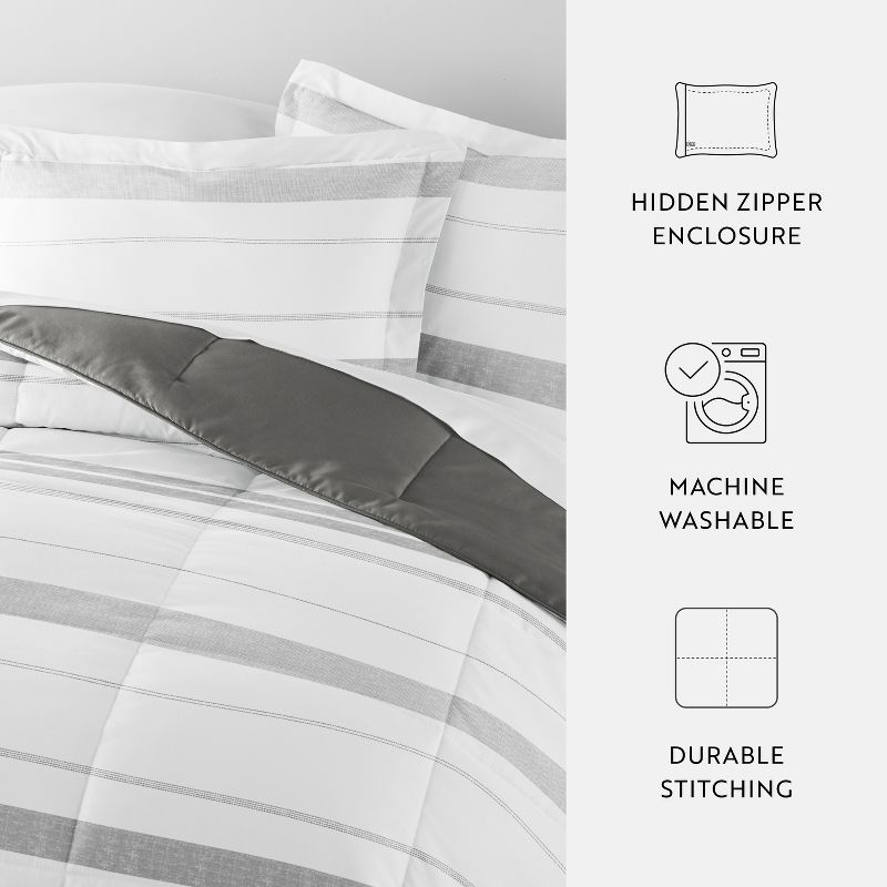 Stitched Stripe All Season Reverisble Comforter Down Alternative Filling, Machine Washable - Becky Cameron, 6 of 12