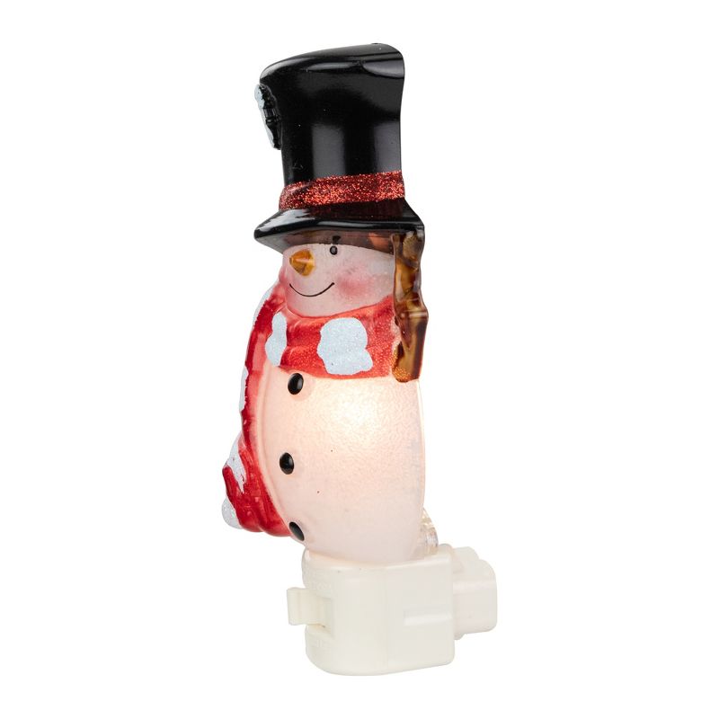 Northlight 6.5" White and Red Snowman in Black Top Hat Christmas Night Light, 4 of 6