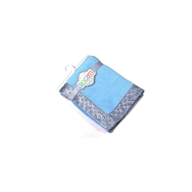 Bacati - Solid Baby Blue with Solid Border Blanket (Baby Blue/Grey Border), 3 of 5